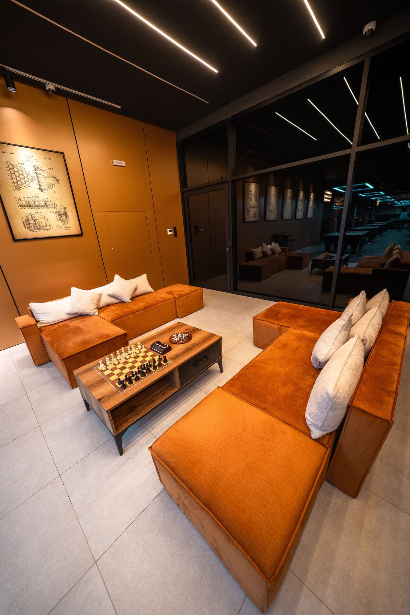 Chessboard in the board games lounge